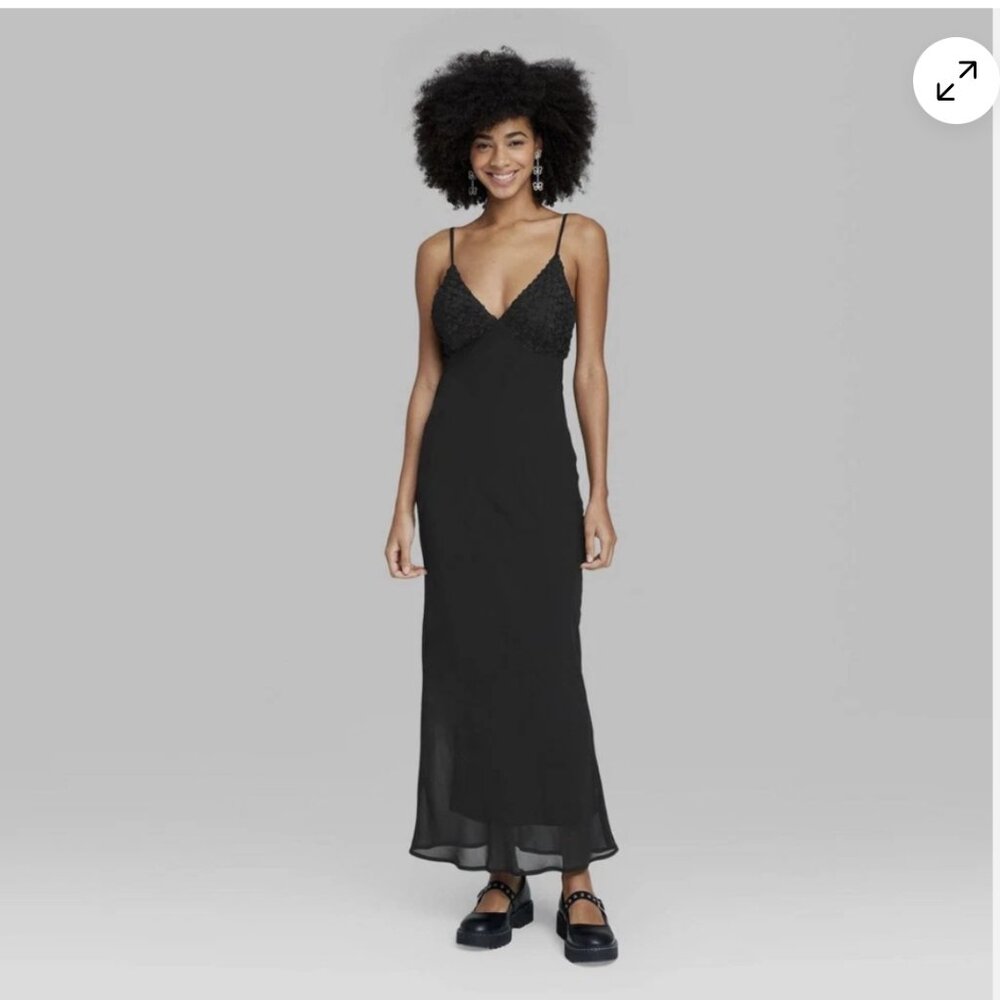 Wild Fable Womens Rosette Cup Maxi Black Dress